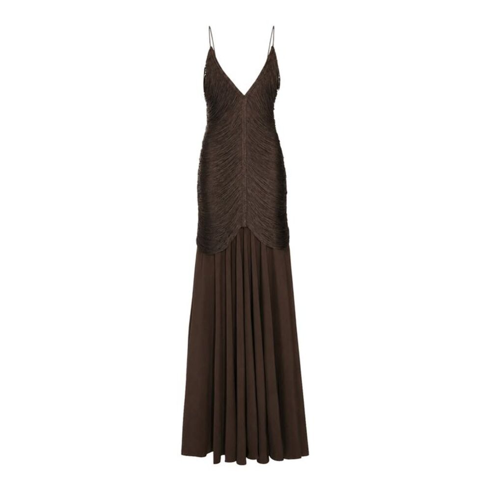 Bless Women Long Nostalgia Dress With Fringes And V-Neck